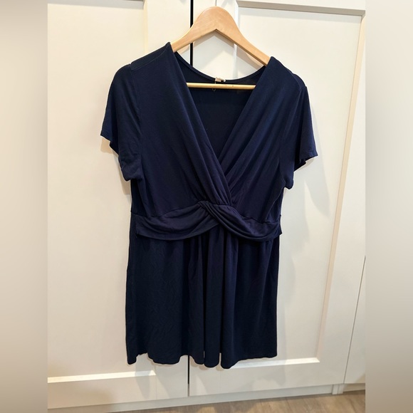 Pinkblush Navy Draped Front Plus Maternity/Nursing Top - Size 2X - Picture 1 of 7